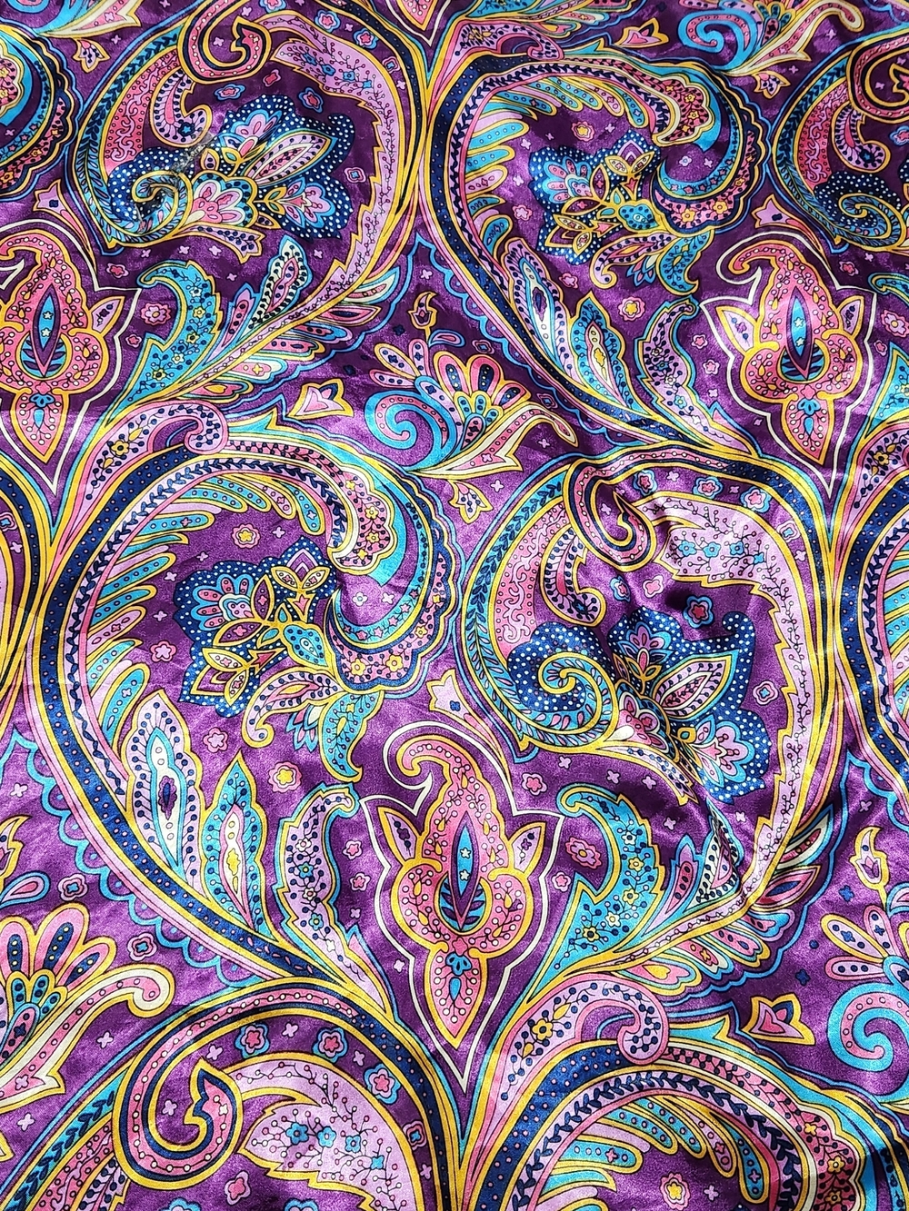 Silky Purple Paisley Scarf - Picture 5 of 10